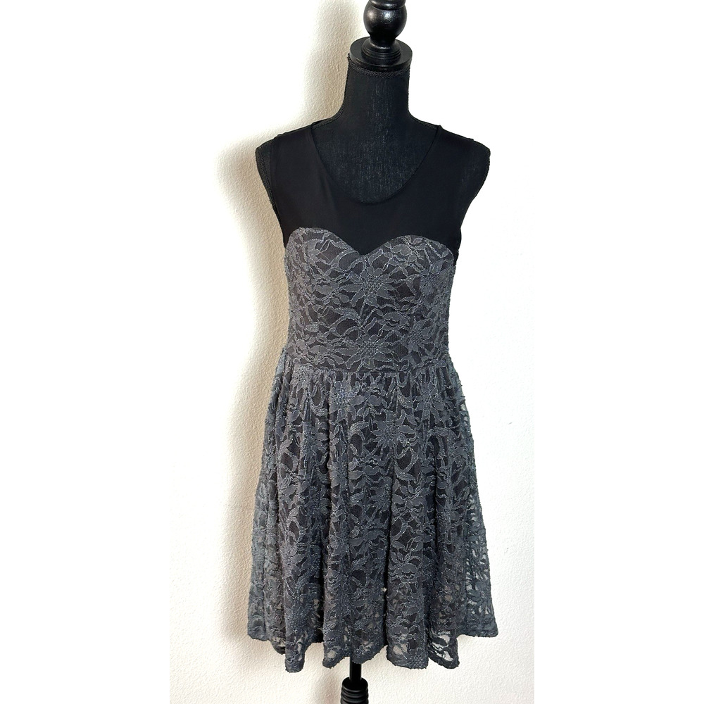Vintage Y2K Delias Black & Gray Lacy‎ Sleeveless Dress Size 7/8 Special Occasion